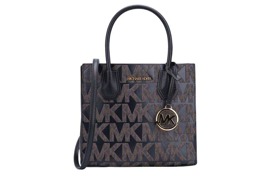 MICHAEL KORS Cow Leather Small Square Bag, Shoulder Bag, Crossbody Bag Women's Brown & Black