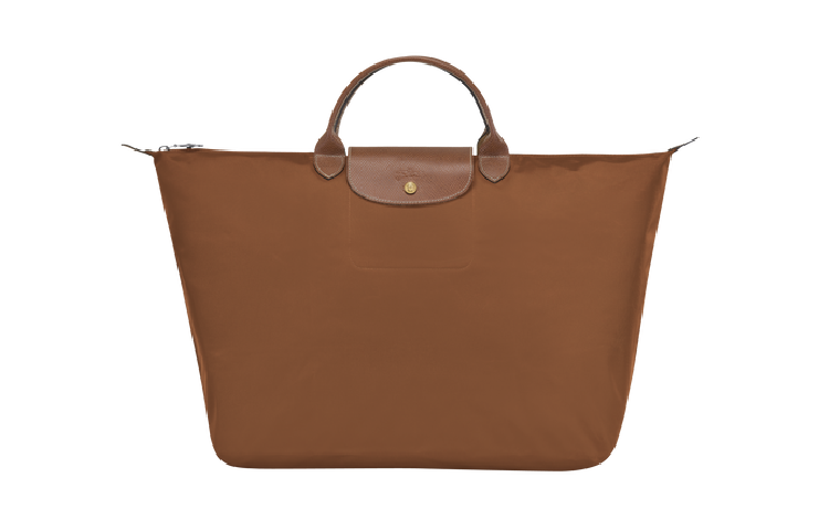 LONGCHAMP Le Pliage 45L Cow Leather Travel Bag Women's Cognac