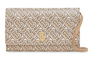 Burberry Printed Pattern Calfskin Clutch, Shoulder Bag, Crossbody Bag Regular Women's Beige