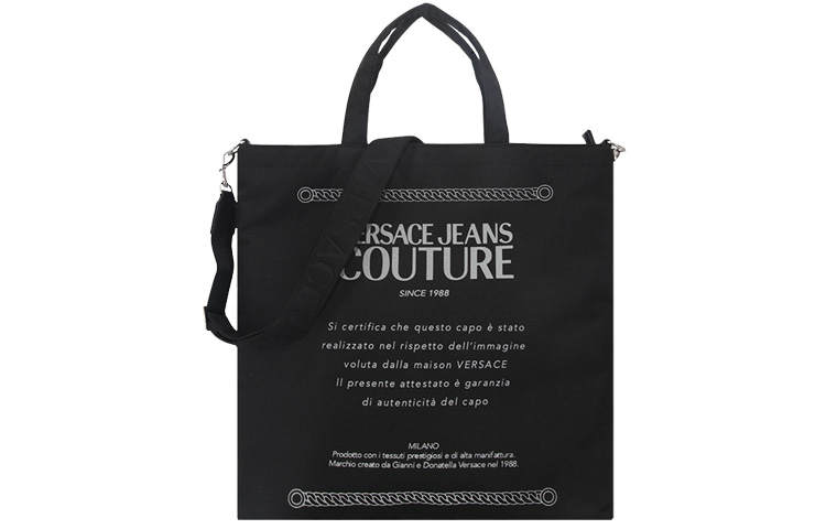 VERSACE JEANS COUTURE Nylon Fabric One Shoulder Handbag Men's Black