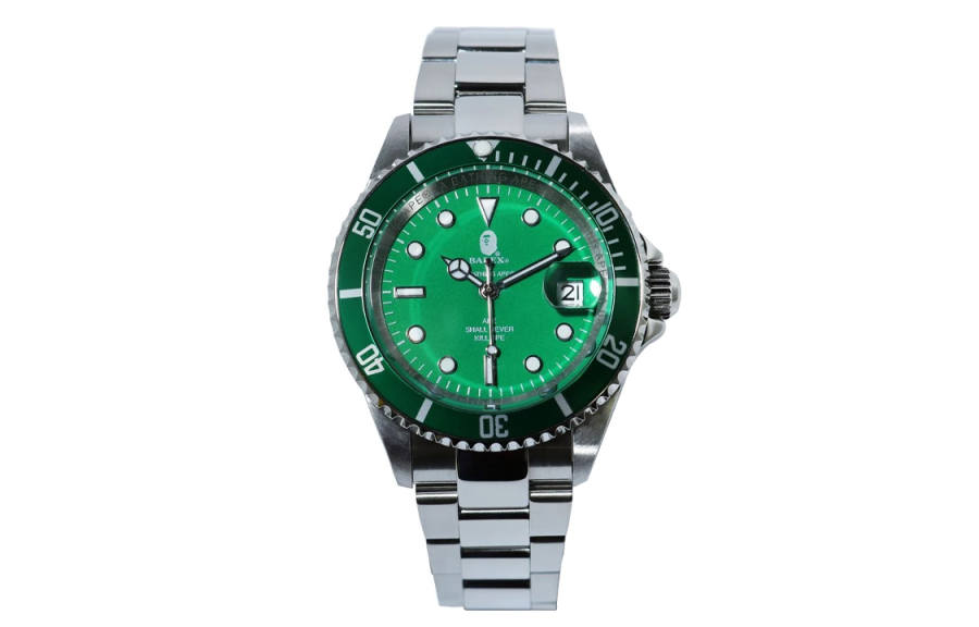 A BATHING APE A BATHING APE Type 1 Bapex Watch Silver/Green