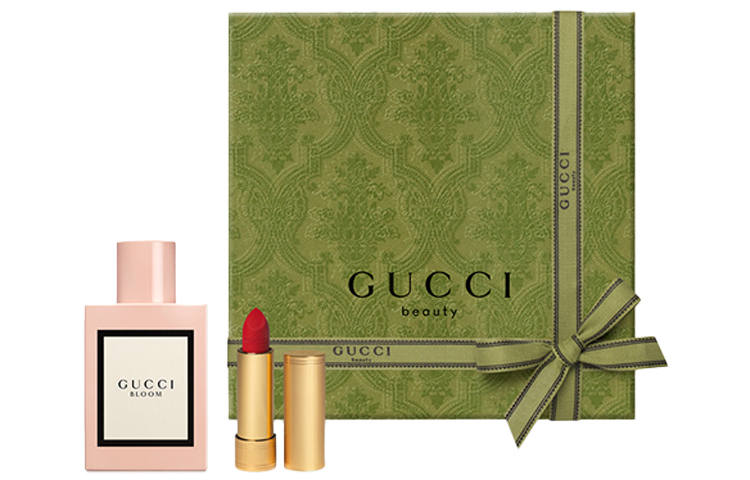 GUCCI Flower Joy Perfume Golden Tube Lipstick Set Box Easy to Blend Glossy Lip Radiance