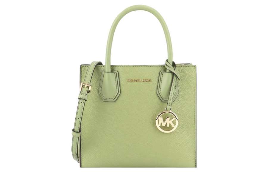MICHAEL KORS Mercer Litchi Grain Cow Leather Trunk Bag, Handbag, Shoulder Bag, Crossbody Bag Medium Women's Light Green
