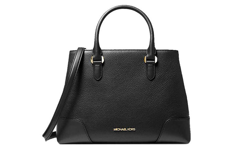 MICHAEL KORS MK Crosby Leather Handbag, Shoulder Bag, Crossbody Bag Women's Black
