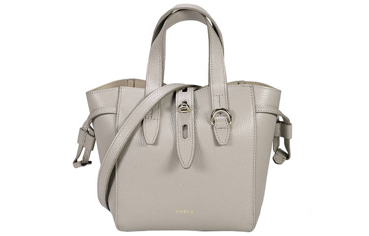 Furla Grain Calfskin Tote Bag, Shopping Bag, Handbag, Crossbody Bag Mini Women's Marble Gray