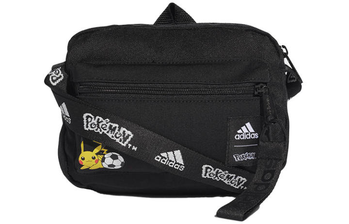 Adidas Adidas Pokémon, Collaboration Front Zip Pocket Polyester Handbag, Shoulder Bag, Crossbody Bag Unisex Black