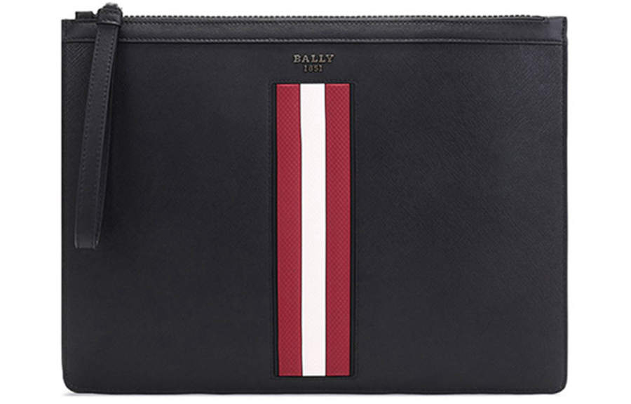 BALLY BOLLIS Cow Leather Coin Purse, Clutch Large Men's Black
