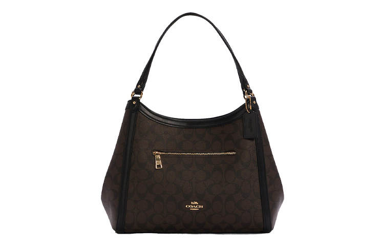 COACH Kristy Canvas With Leather Bucket Bag, Crossbody Bag, One Shoulder Handbag Large Women's Dark Brown