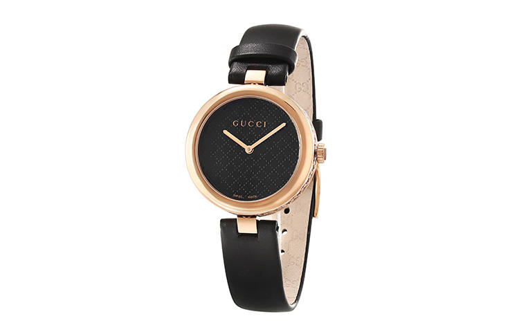 GUCCI Diamantissima Wrist Watches Quartz Movement Leather Strap Black Dial Women's Watch 50m Waterproof