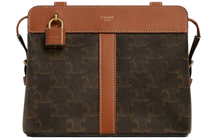 CELINE CabasTriomphe Cow Leather Shoulder Bag, Crossbody Bag Women's Tawny