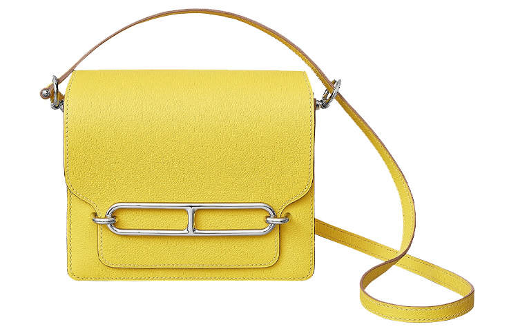 HERMES HERMES Roulis Evercolor Calfskin Crossbody Bags Mini Women's Lemon