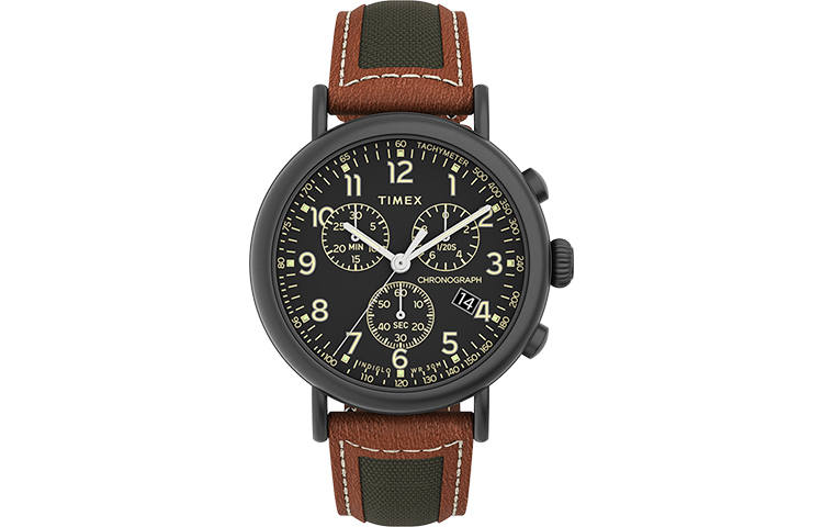 TIMEX Wrist Watches Quartz Movement Genuine Leather Strap Black Dial Men's Watches