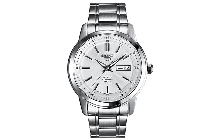 SEIKO Automatic Mechanical Movement Stainless Steel Strap Watch Men's Watches White Dial