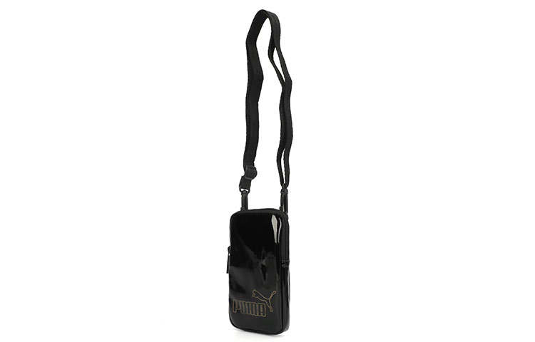 PUMA Patent Leather Cell Phone Pouch, Crossbody Bag, Shoulder Bag Women's Black