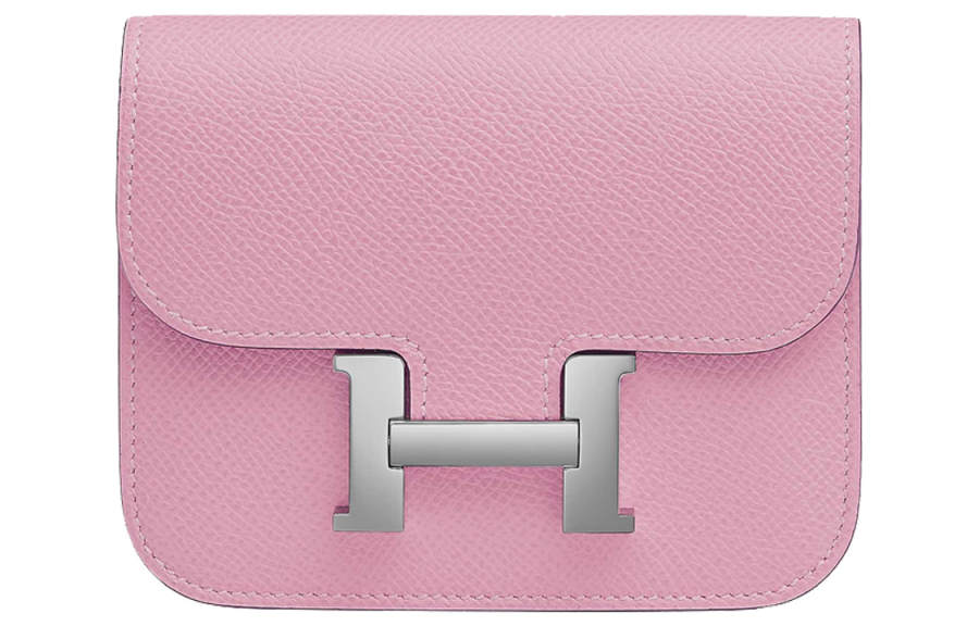 HERMES Calfskin Clutch Wallet Fanny Pack Women's Mallow Purple