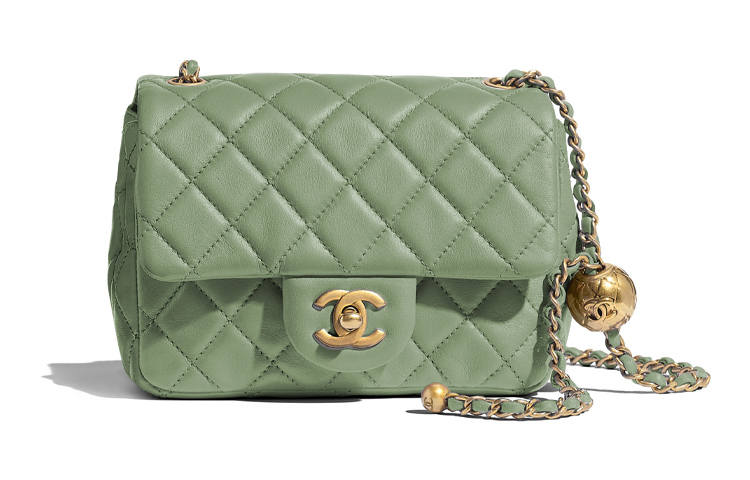 CHANEL Small Gold Ball Classic Flap CF Gold Bead Mini Square Flap Bag Sheepskin Material Shoulder Bag, Crossbody Bag