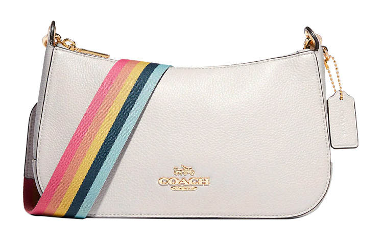 COACH Jes Pebbled Leather Shoulder Bag, Crossbody Bag Medium Women's White
