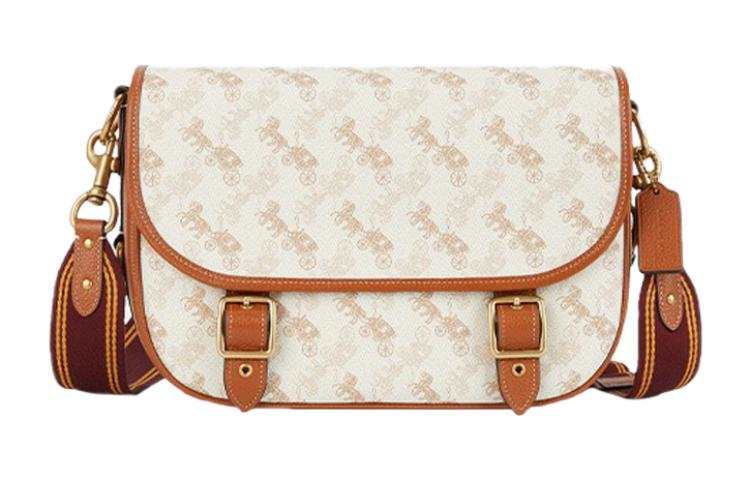 COACH Field Coated Canvas Crossbody Bags Large Women's Amber & White