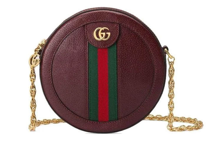 GUCCI Leather Portable Crossbody Bag, Shoulder Bag Mini Women's Dark Red