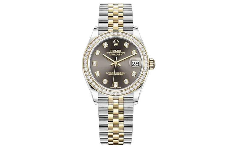 ROLEX K Automatic Mechanical Movement Women's Watch 31mm Gray Dial Oystersteel 18ct Gold Watch Case