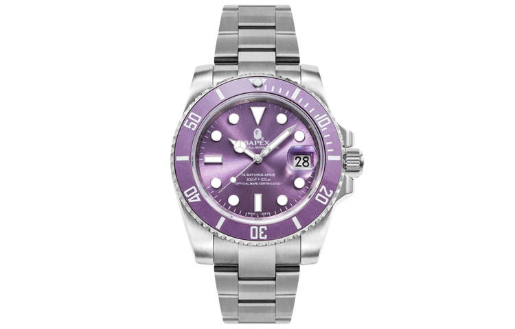 A BATHING APE Bape A BATHING APE Type 1 Bapex Watch Silver/Purple