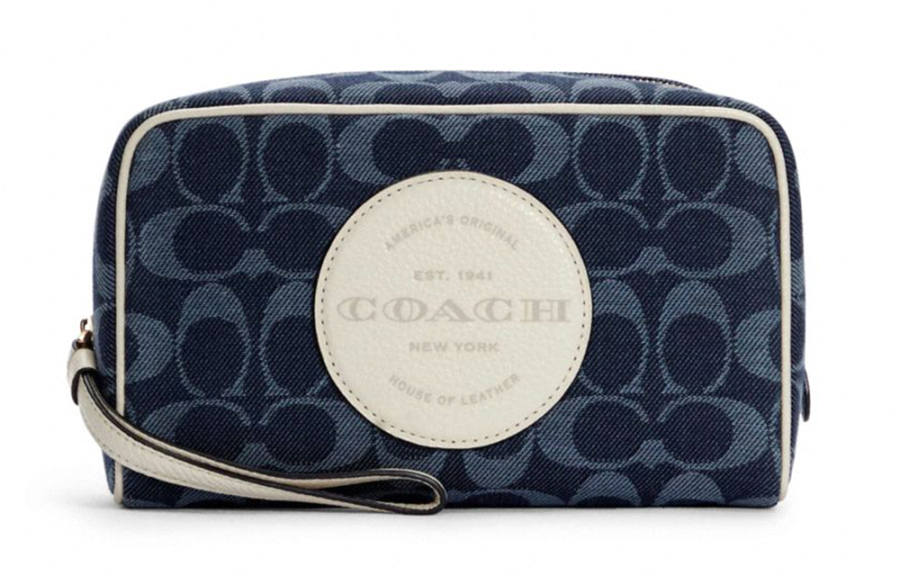 COACH DempseyBoxy Leather Cotton Small Square Bag Camera Bag Makeup Bag Clutch Small Women's Denim