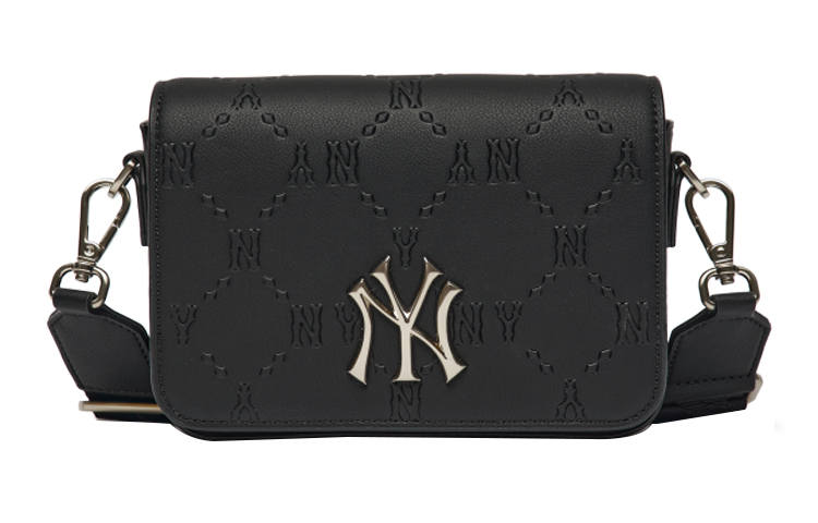 MLB New York Yankees Cow Leather Camera Bag, Crossbody Bag Regular Unisex Black