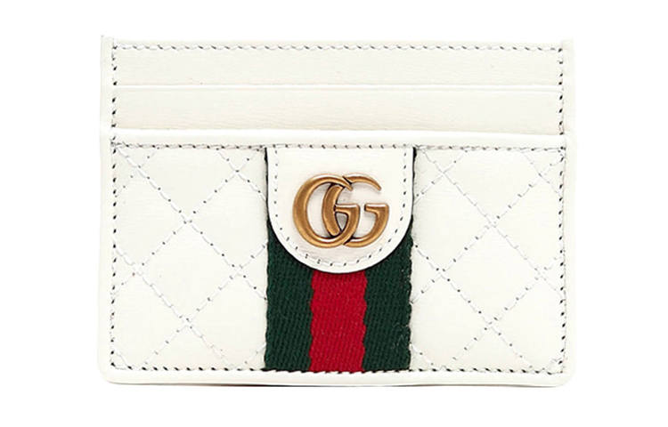 GUCCI Leather Card Holder Card Holder Women's White