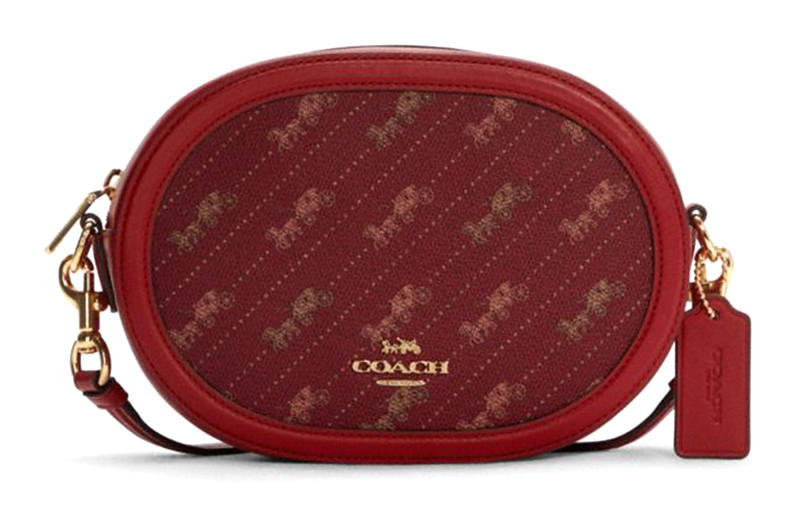 COACH Camera Canvas With Leather Camera Bag, Shoulder Bag Women's Red