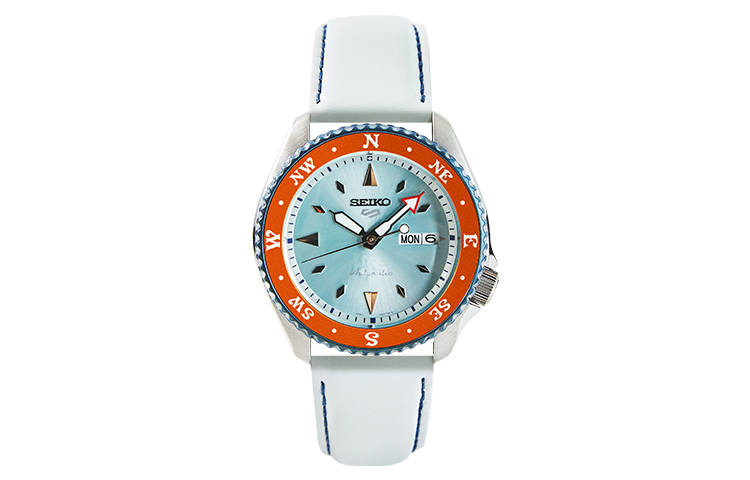 SEIKO 5 Mechanical Movement Leather Strap Watch Men's Watches White Dial SRPF63K1