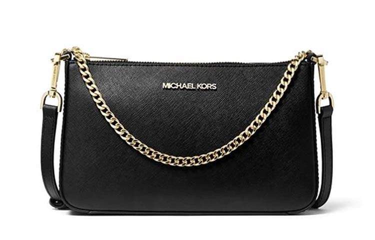 MICHAEL KORS Jet Set Cow Leather Shoulder Bag Medium Women's Black