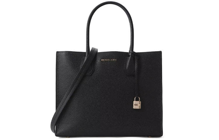 MICHAEL KORS Mercer Cow Leather Trunk Bag, Crossbody Handbag Large Women's Pure Black