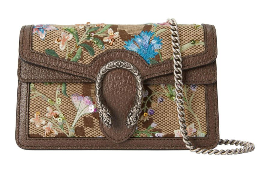 GUCCI Dionysus Canvas With Leather Crossbody Bag, Shoulder Bag Women's
