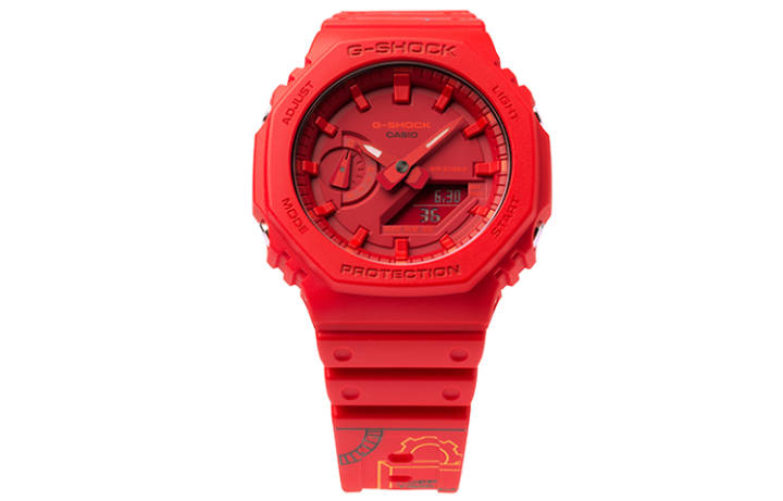 CASIO CASIO Men Liquid Crystal/Analog Dual Display Series Red Watch GA-2100-4APRTC