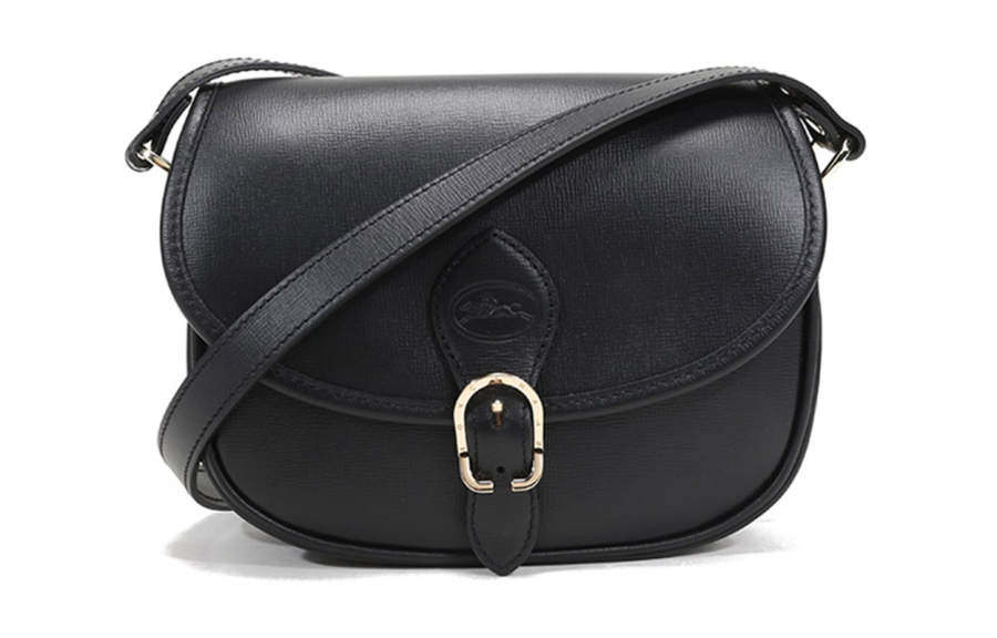 LONGCHAMP Leather Crossbody Bag, Shoulder Bag Small Women's Black