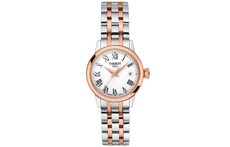 TISSOT Quartz Movement 50m Waterproof Women's Watch 28mm White Dial Stainless Steel Case