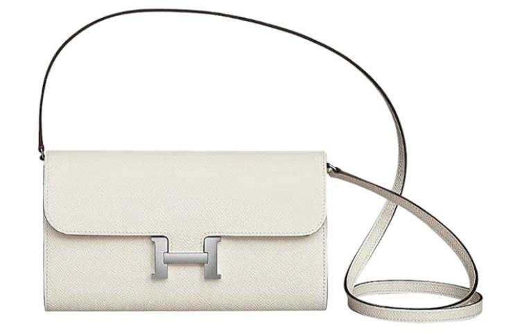 HERMES Constance To Go Epsom Leather Crossbody Bags Women's 10 Craie Milkshake White