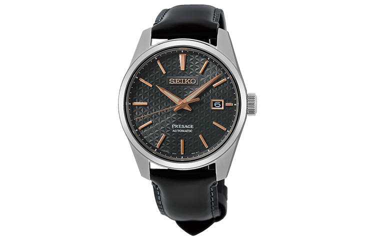 SEIKO Mechanical Movement Genuine Leather Strap Watch Unisex Black Dial SPB231J1
