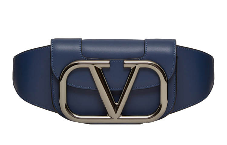 Valentino Cow Leather Fanny Pack Men's Lake Blue