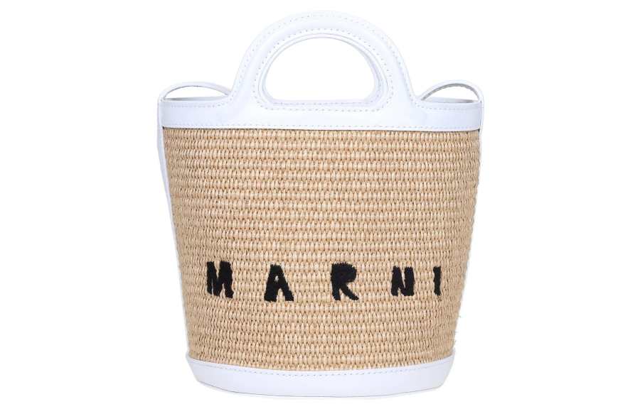 MARNI Cow Leather Bucket Bag, Handbag, Shoulder Bag, Crossbody Bag Women's White & Brown