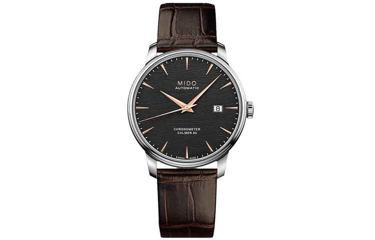 MIDO Baroncelli Mechanical Movement 30m Waterproof Men's Watches Watch 40mm Black Dial Leather Strap