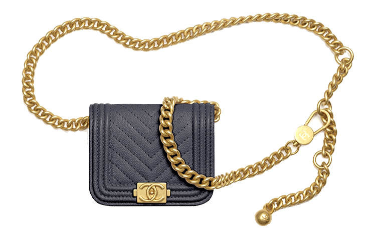 CHANEL Leboy Grain Calfskin Fanny Pack, Shoulder Bag, Crossbody Bag Women's Dark Gray