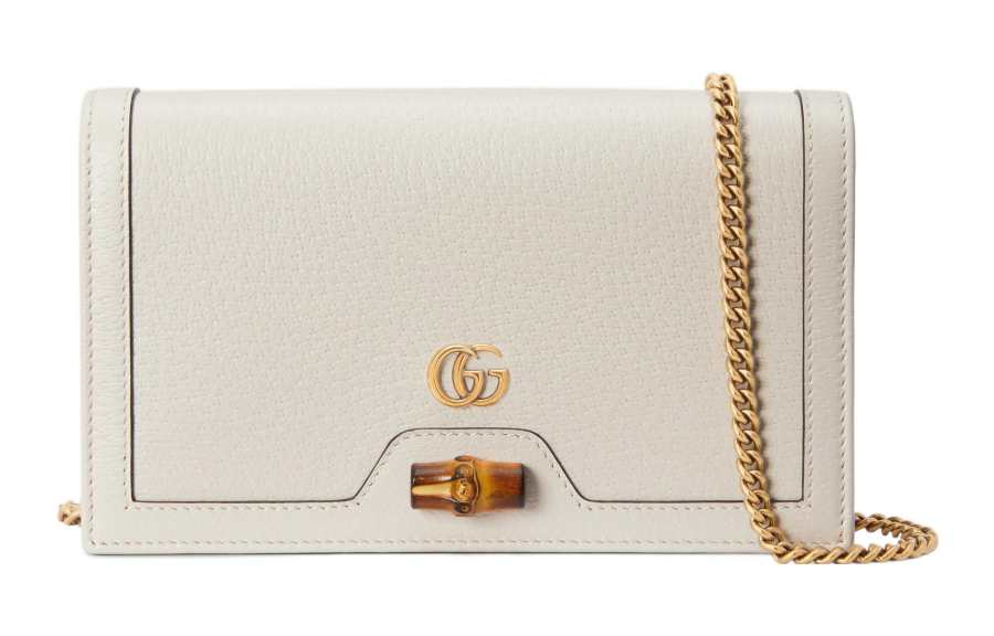 GUCCI Diana Leather Crossbody Bag, Shoulder Bag Mini Women's White