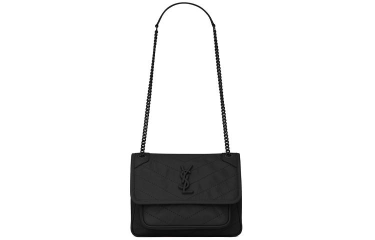 SAINT LAURENT Niki Quilting Cow Leather Hobo Bag, Shoulder Bag, Crossbody Bag Women's Black