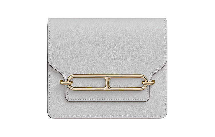 HERMES Cow Leather Pig Nose Coin Purse, Card Holder, Fanny Pack Mini Women's Pearl Gray