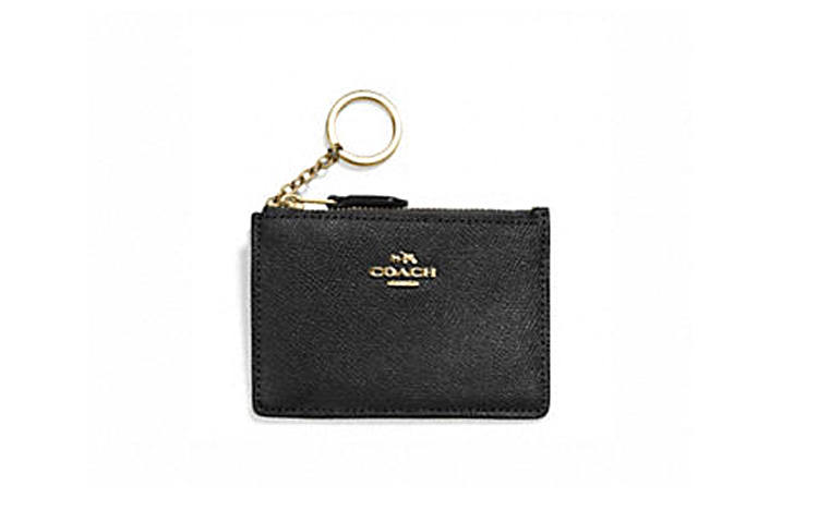 COACH Skinny Id Case Leather Card Holder Card Holder Card Holder Mini Women's Black