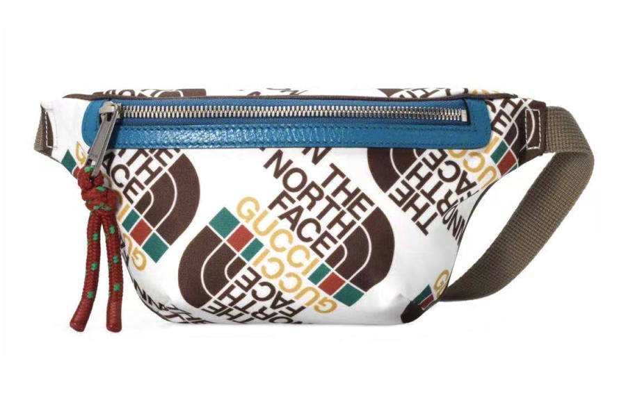 GUCCI X The North Face Collaboration Nylon With Leather Sling Bag, Fanny Pack Regular Unisex White