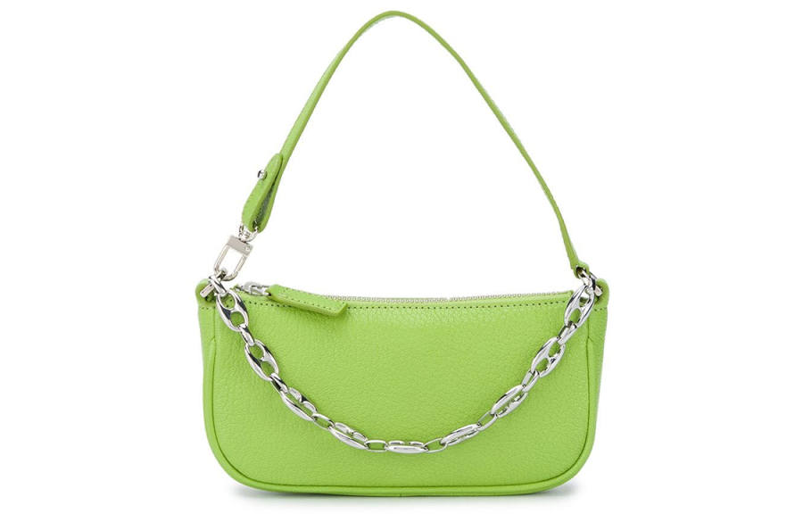 By Far Mini Rachel Sheepskin Chain Bag, Shoulder Bag, Handbag Mini Women's Pistachios Green