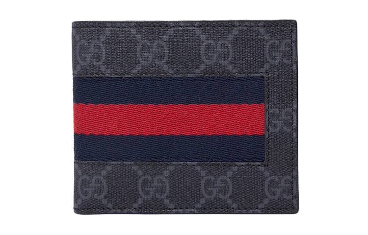 GUCCI GG Supreme Canvas With Leather Wallet Mini Men's Black Gray