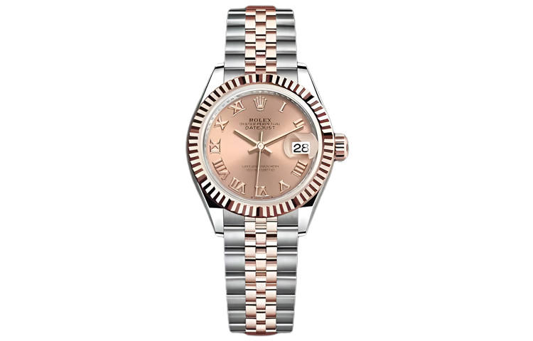 ROLEX Automatic Mechanical Movement Women's Watch 28mm Gold Dial Oystersteel Case